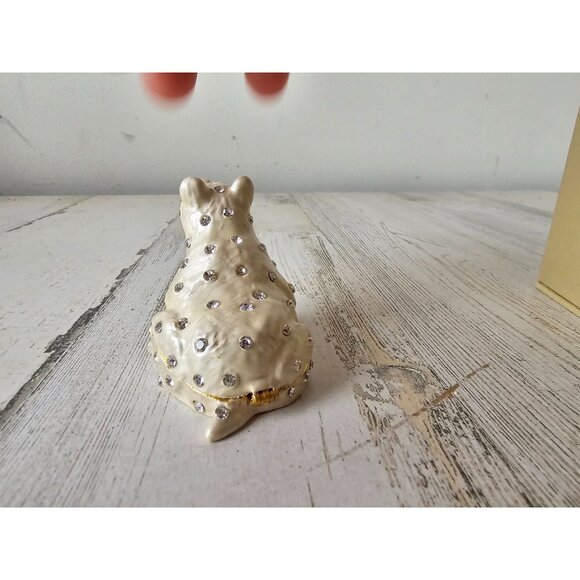 Pier 1 cloisonne polar bear trinket box jewelry glitter rhinestone unique - Picture 4 of 10